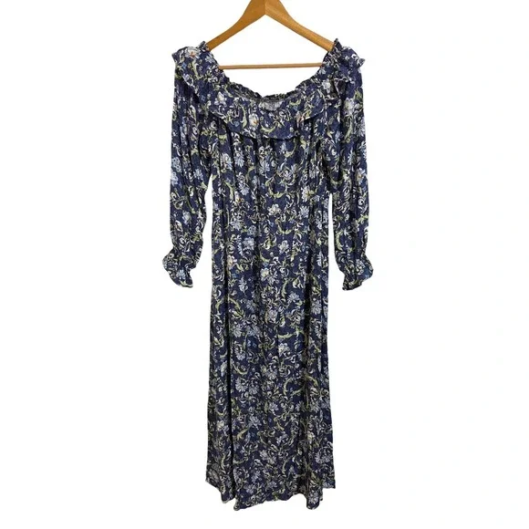 Live‎ to Be Spoiled Maxi Dress Off Shoulder Floral Whimsical Cottagecore Boho XL - Picture 2 of 10